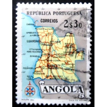 Imagem similar à do selo postal da Angola de 1955 Map of Angola 2$30 U