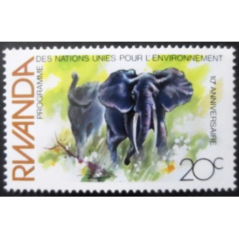Selo postal de Ruanda de 1982 African Elephant
