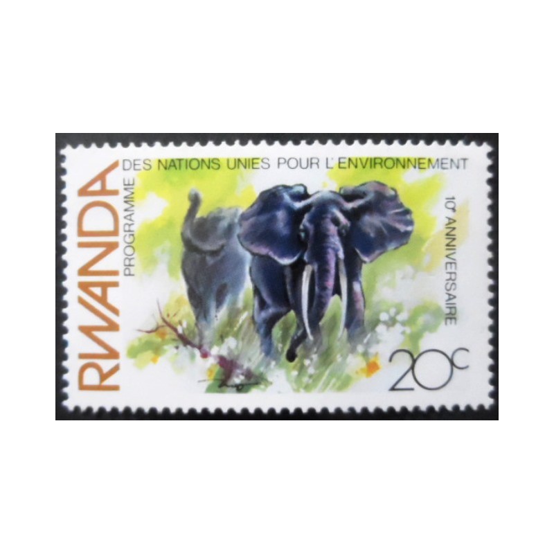 Selo postal de Ruanda de 1982 African Elephant