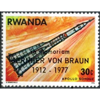 Selo postal de Ruanda de 1977 Soyuz in Space overprint