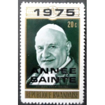 Selo postal de Ruanda de 1975 Pope John XXIII overprint 20 N