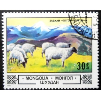 Selo postal da Mongólia de 1982 Domestic Sheep