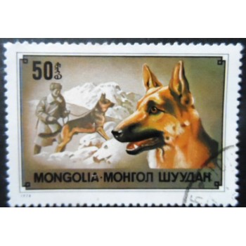 Selo postal da Mongólia de 1978 German Shepherd MCC