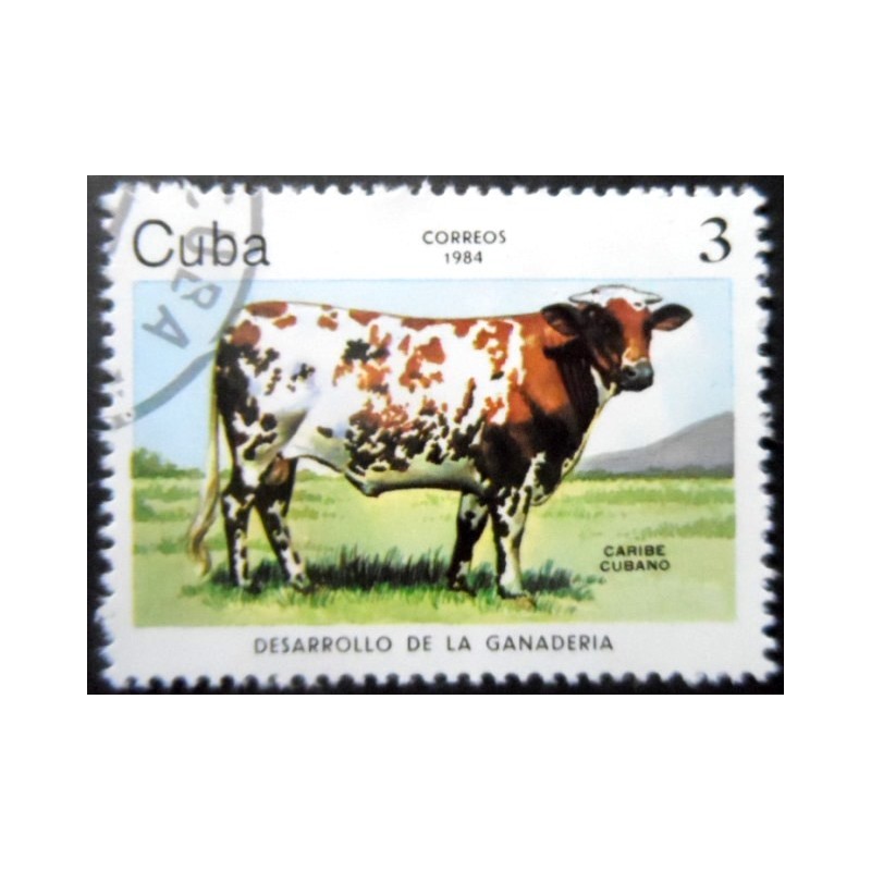 Selo postal de Cuba de 1984 Caribbean Cattle NCC