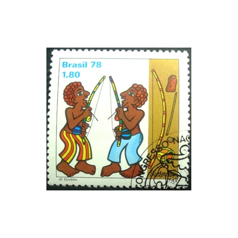 Selo postal do Brasil de 1978 Tocadores de Berimbau MCC