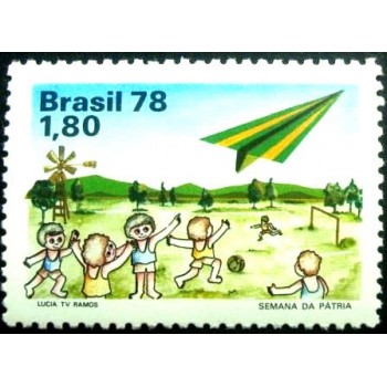 Selo postal do Brasil de 1978 Avião e Criança N