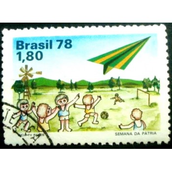 Selo postal do Brasil de 1978 Avião e Criança NCC