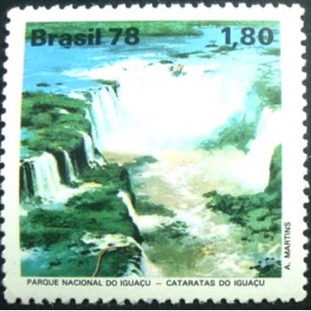 Selo postal do Brasil de 1978 Cataratas do Iguaçu M