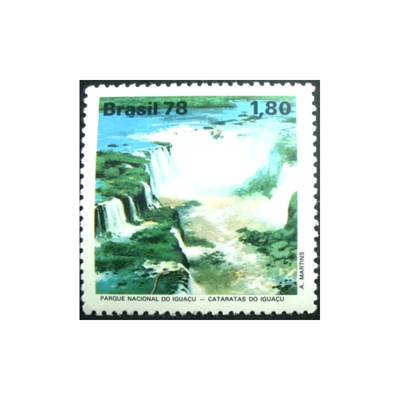 Selo postal do Brasil de 1978 Cataratas do Iguaçu M