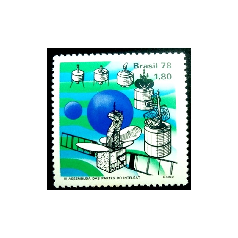 Selo postal do Brasil de 1978 INTELSAT M