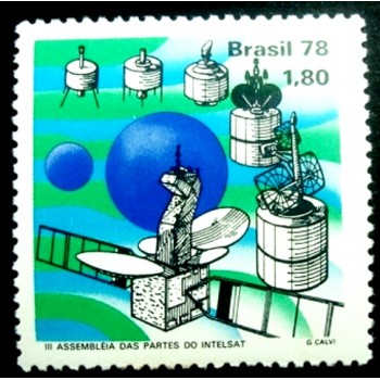 Selo postal do Brasil de 1978 INTELSAT M