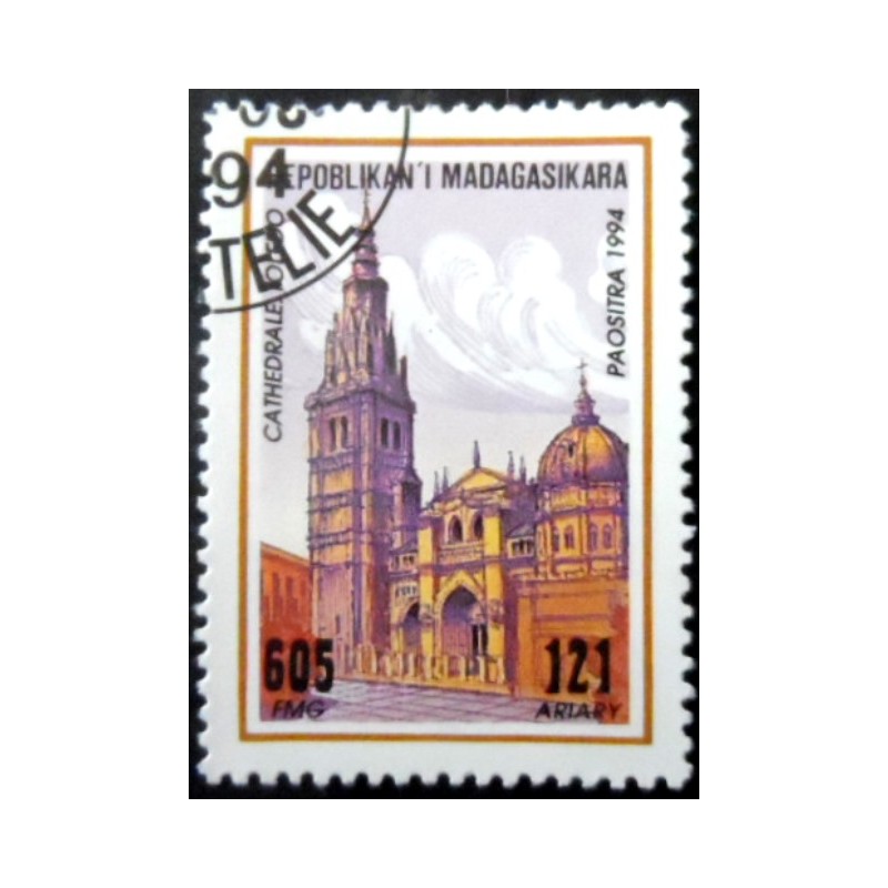 Selo postal de Madagascar de 1994 Toledo Cathedral