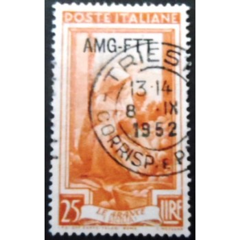 Selo postal da Itália Triestre de 1950  Orange Harvest
