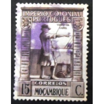Selo postal de Moçambique de 1938 Vasco da Gama 15 U