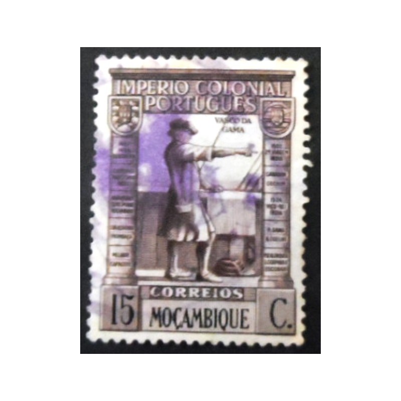 Selo postal de Moçambique de 1938 Vasco da Gama 15 U