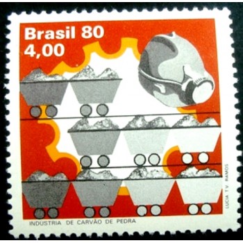 Selo postal do Brasil de 1980 Carvão de Pedra M