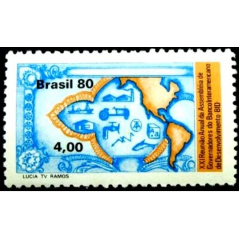 Selo postal do Brasil de 1980 Reunião BID M