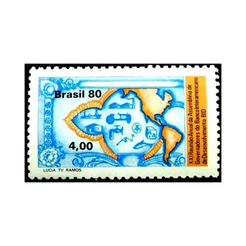 Selo postal do Brasil de 1980 Reunião BID M