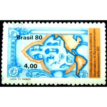 Imagem similar à do selo postal do Brasil de 1980 Reunião BID U