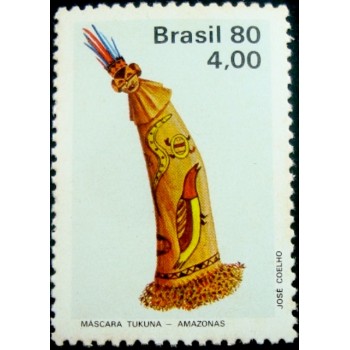 Selo postal do Brasil de 1980 Máscara Tukuna M|