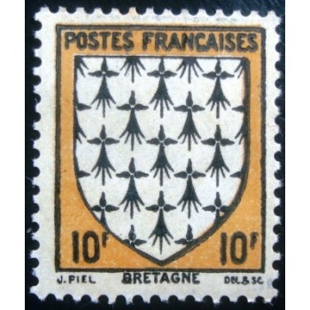 Selo postal da França de 1943 Brittany Bretagne N