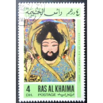 Selo postal de Ras Al Khaima de 1967 Monarch on his throne NCC