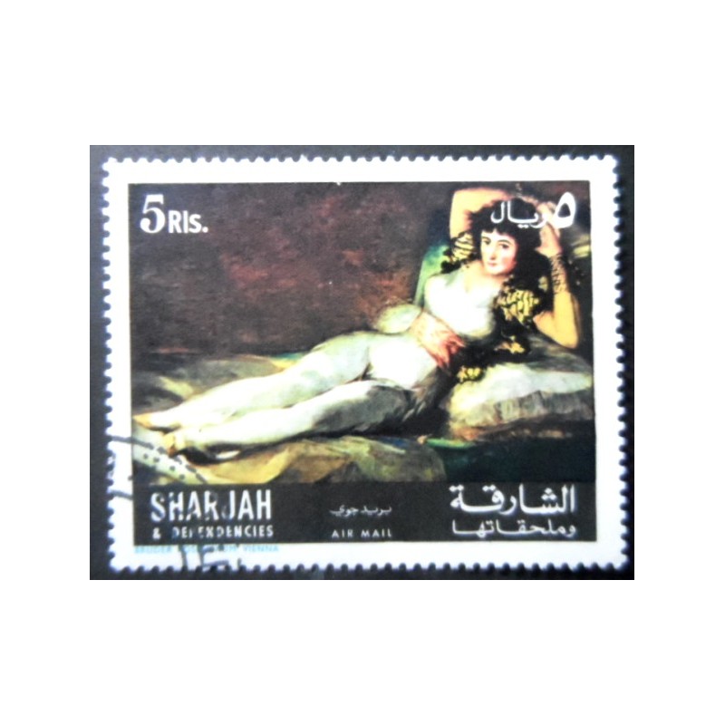 Selo postal de Sharjah de 1967 The clothed Maja