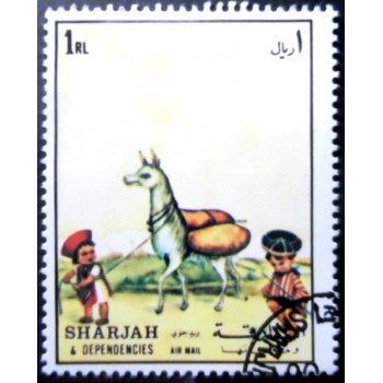 Selo postal do Sharjah de 1972 Children from Peru MCC