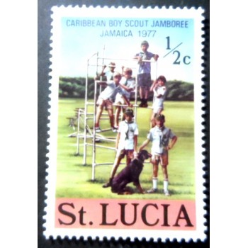 Selo postal de Santa Lucia de 1977 Children and dog M