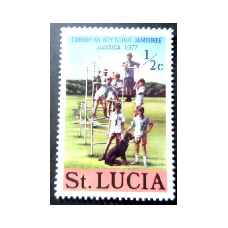 Selo postal de Santa Lucia de 1977 Children and dog M