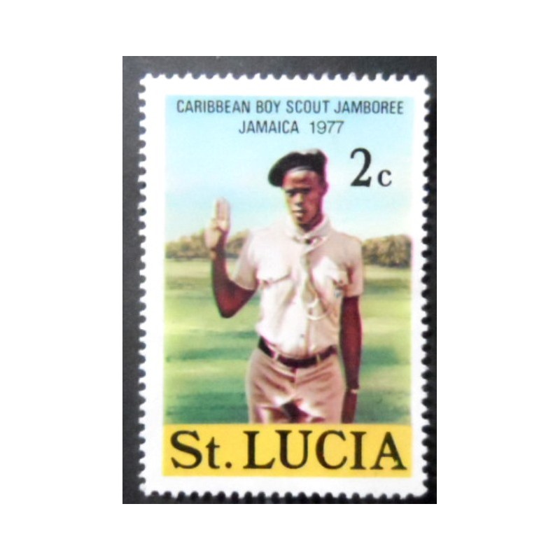 Selo postal de Santa Lucia de 1977 Boy Scout