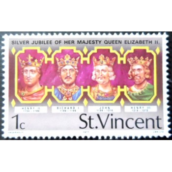 Selo postal de São Vicente de 1977 Kings of England 1 M