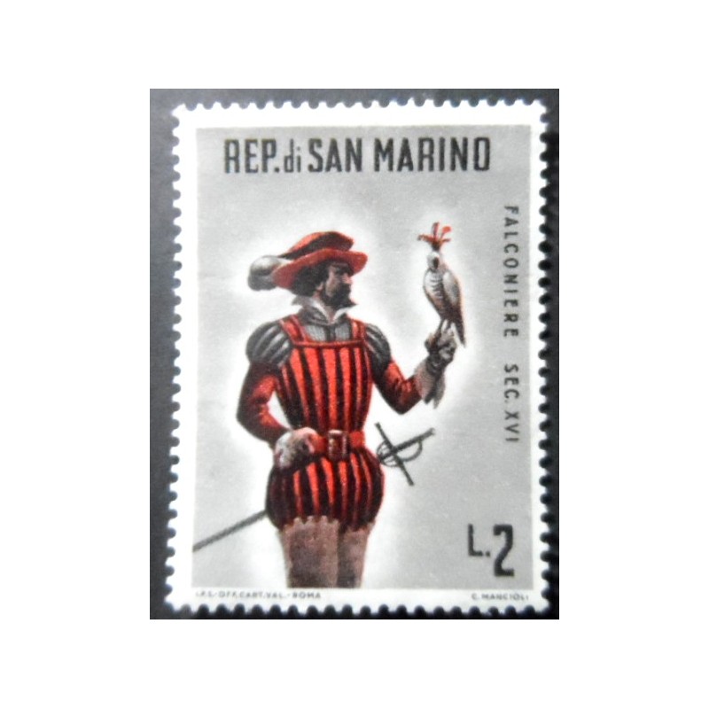 Selo postal de San Marino de 1961 Falconer M