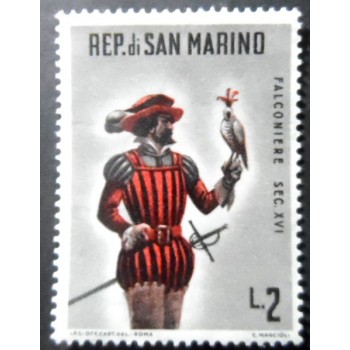 Selo postal de San Marino de 1961 Falconer M