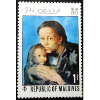 Selo postal das Maldivas de 1974 Motherhood M