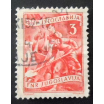 Imagem similar à do selo postal da Iugoslávia de 1950 Construction workers 3