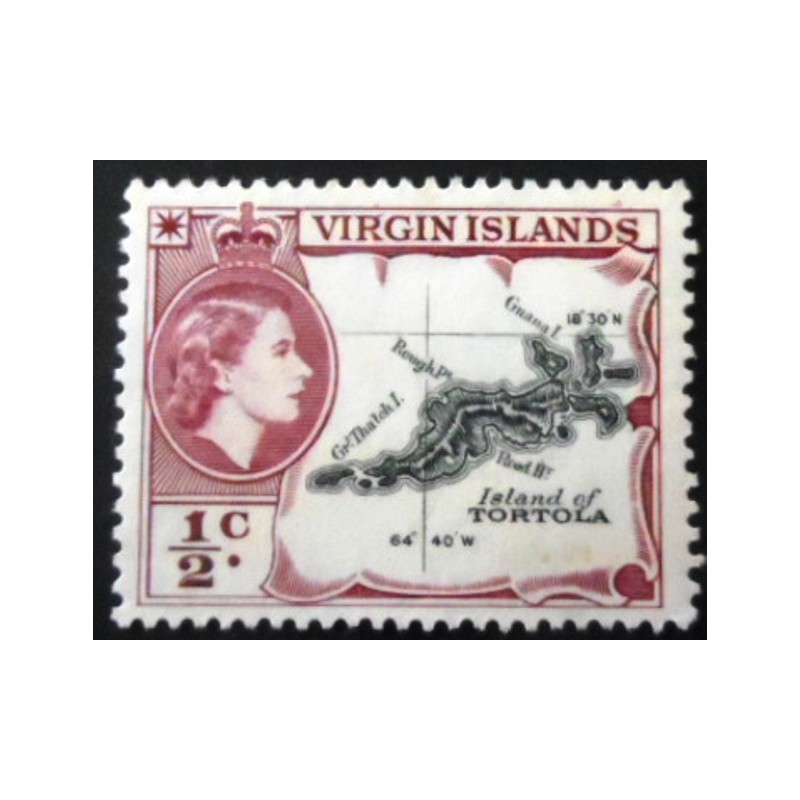 Selo postal das Ilhas Virgens de 1956 Island map of Tortola M
