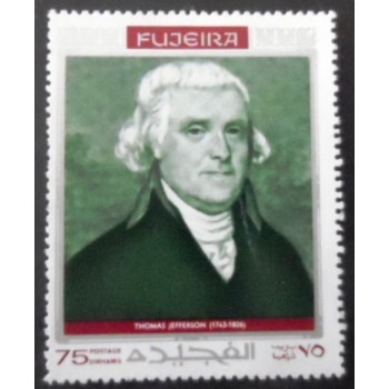 Selo postal de Fujeira de 1970 Thomas Jefferson