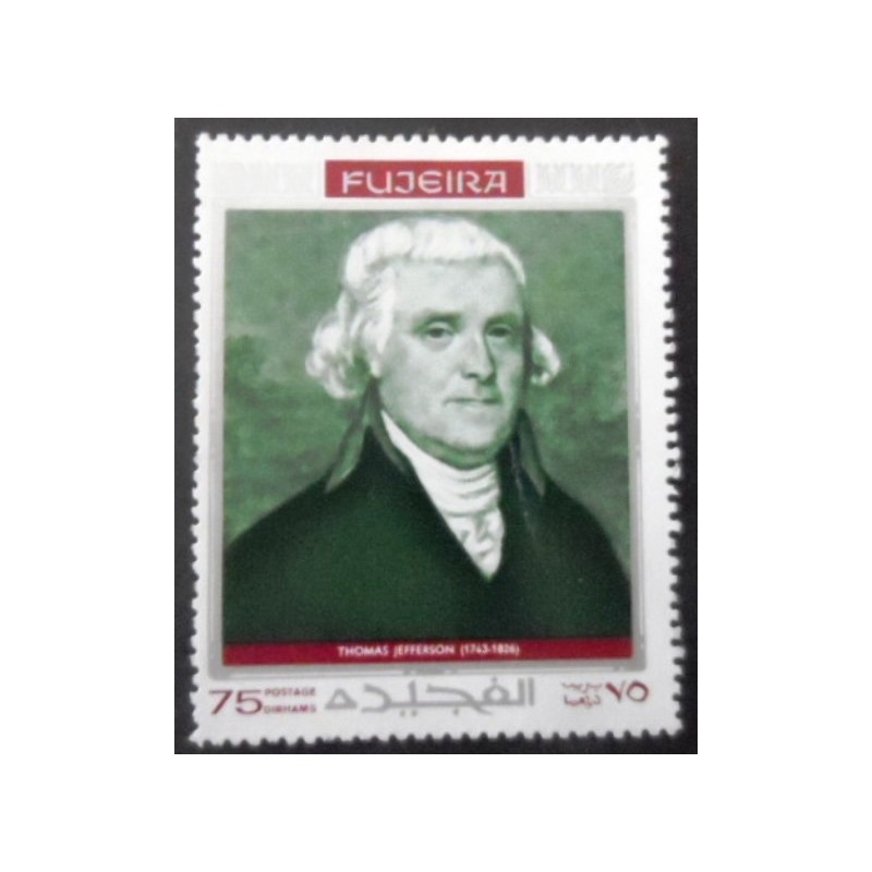 Selo postal de Fujeira de 1970 Thomas Jefferson