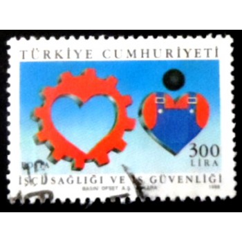 Selo postal da Turquia de 1988 Occupational Safety