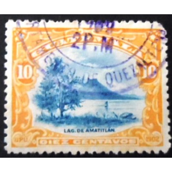 Imagem similar à do selo postal da Guatemala de 1902 Amatitlán lake 10