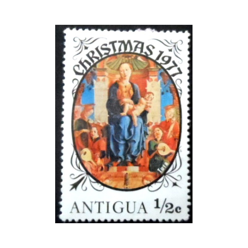 Selo postal de Antigua de 1977 Madonna Roverella M