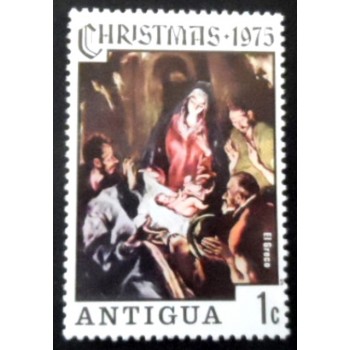 Selo postal de Antigua de 1975 Virgin and Child - El Greco