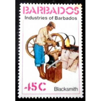 Selo postal de Barbados de 1978 Blacksmith