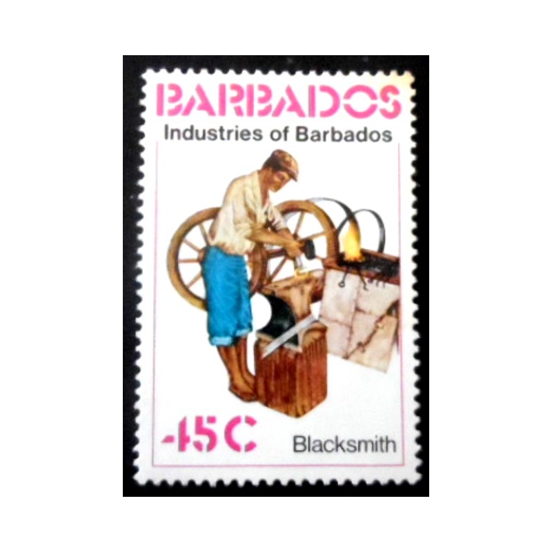 Selo postal de Barbados de 1978 Blacksmith