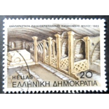 Selo postal da grécia de 1959 Catacombs of Mylos
