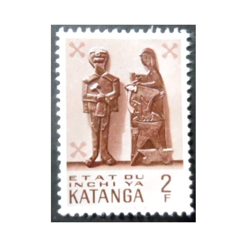 Selo postal de Katanga de 1961 Family group 2