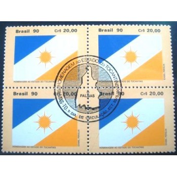 Quadra de selos postais do Brasil de 1990 Bandeira do Tocantins