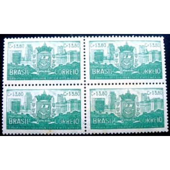 Quadra postal do Brasil de 1954 4º Centenário de São Paulo 3,80 M