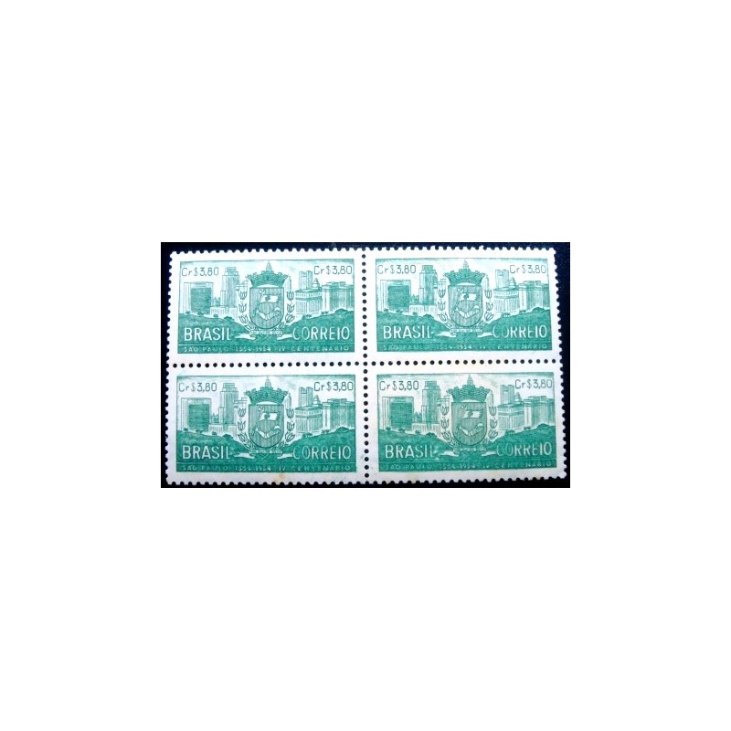 Quadra postal do Brasil de 1954 4º Centenário de São Paulo 3,80 M